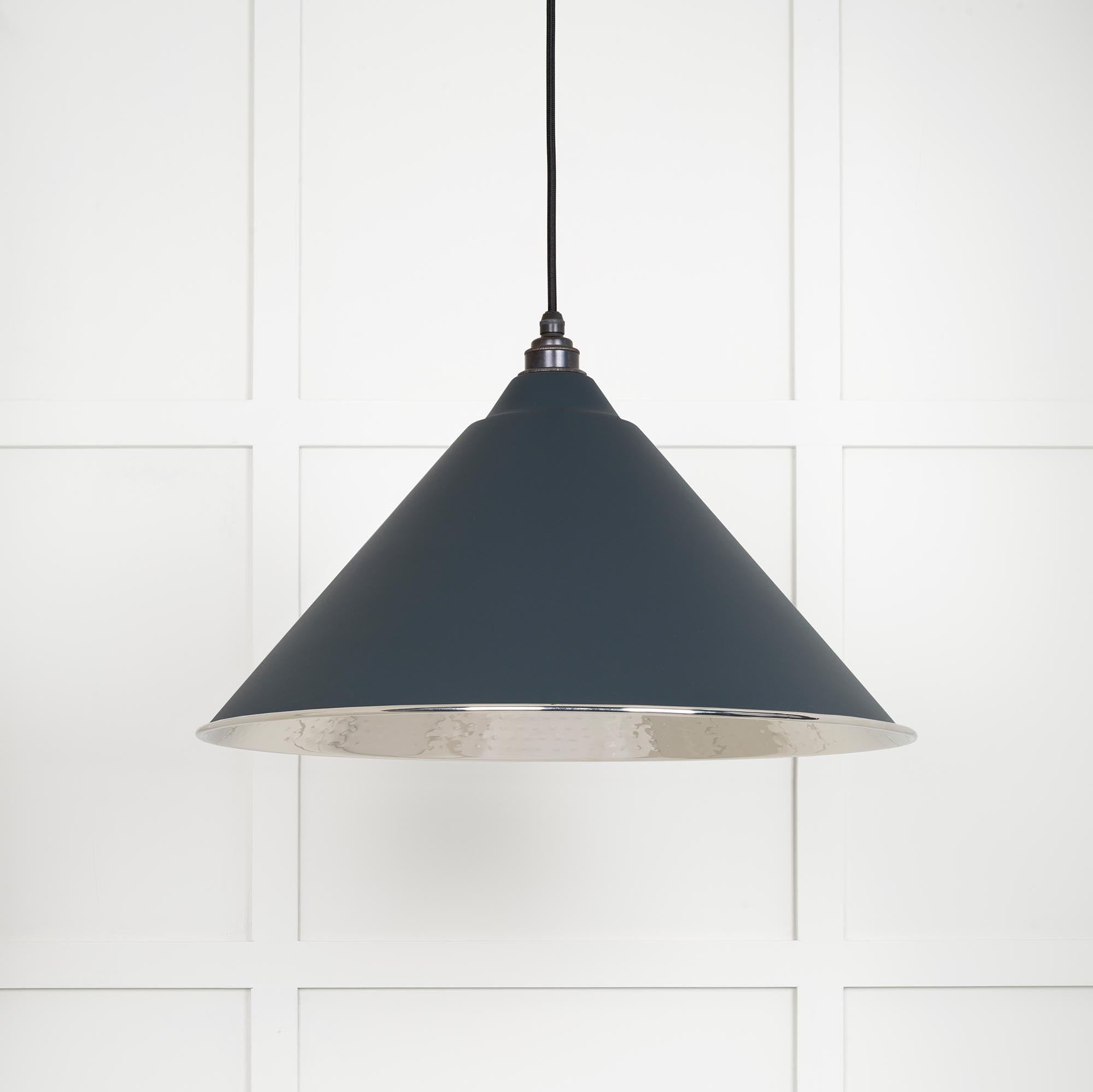 Hammered Nickel Hockley Pendant | Soot - From The Anvil - EB London