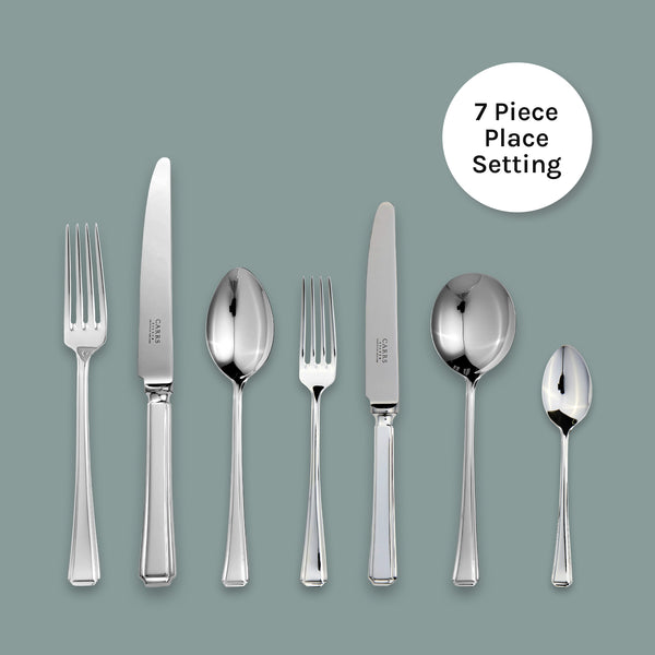 Carrs Silver Harley Collection 7-piece cutlery set in hallmarked sterling silver, polished finish, 245mm–139mm