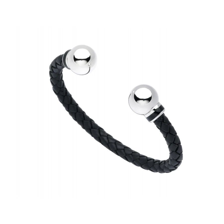 Leather Bangle with Silver Beads – Deakin & Francis - EB London