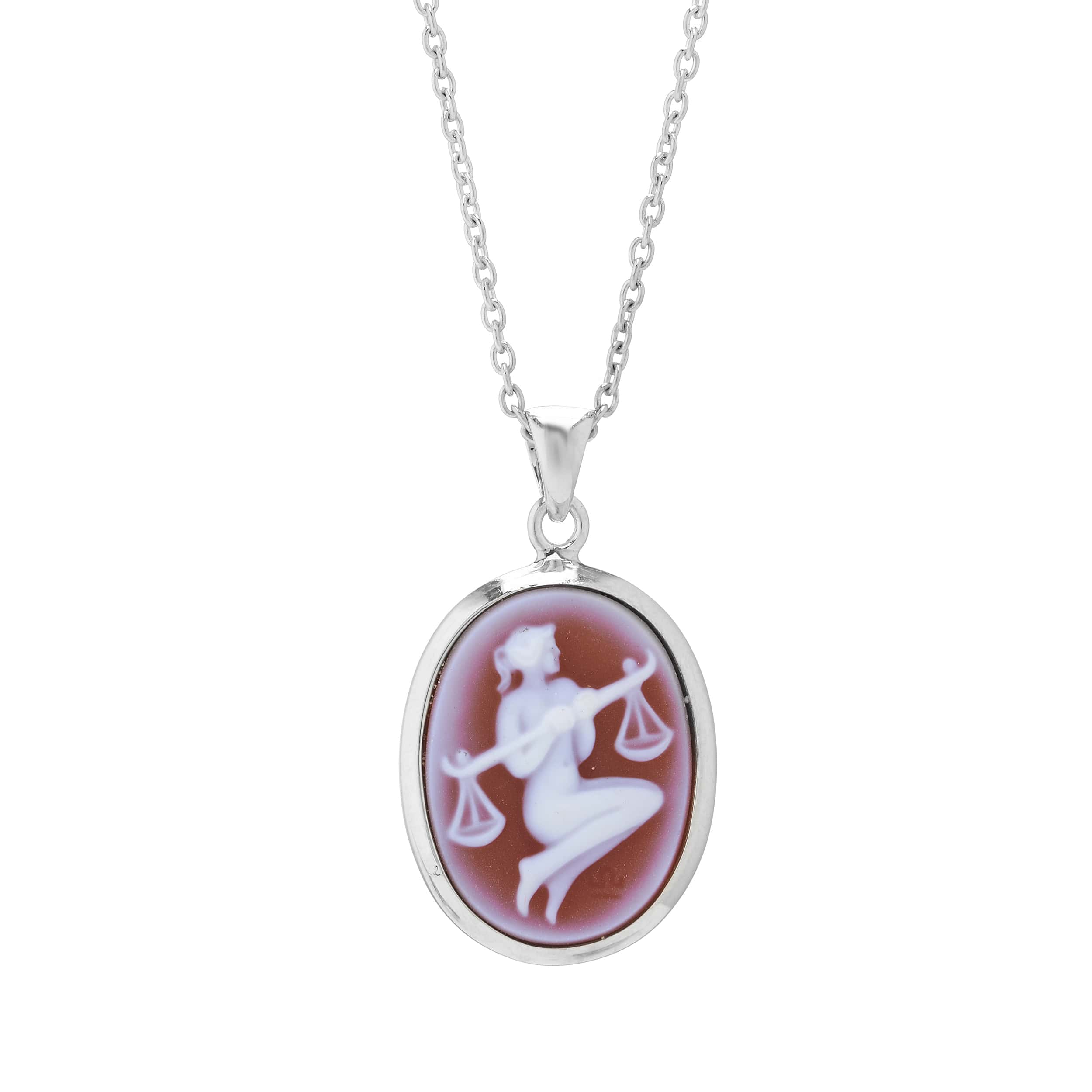 Sterling silver zodiac pendant Libra with sardonyx cameo by Deakin & Francis at EB London