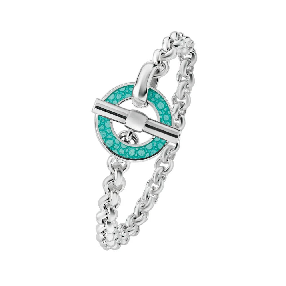 Light Blue Shagreen Silver Bracelet - Deakin & Francis - EB London