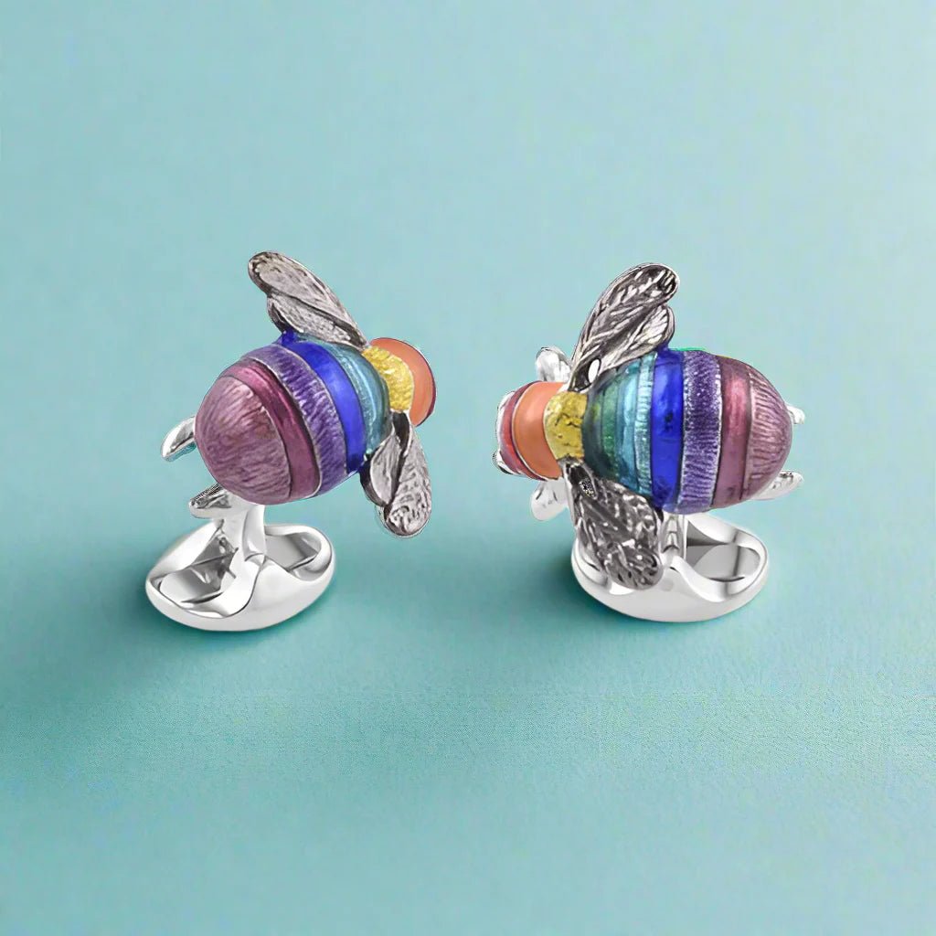 Limited Edition Sterling Silver Rainbow Bumble Bee Cufflinks – Deakin & Francis - EB London