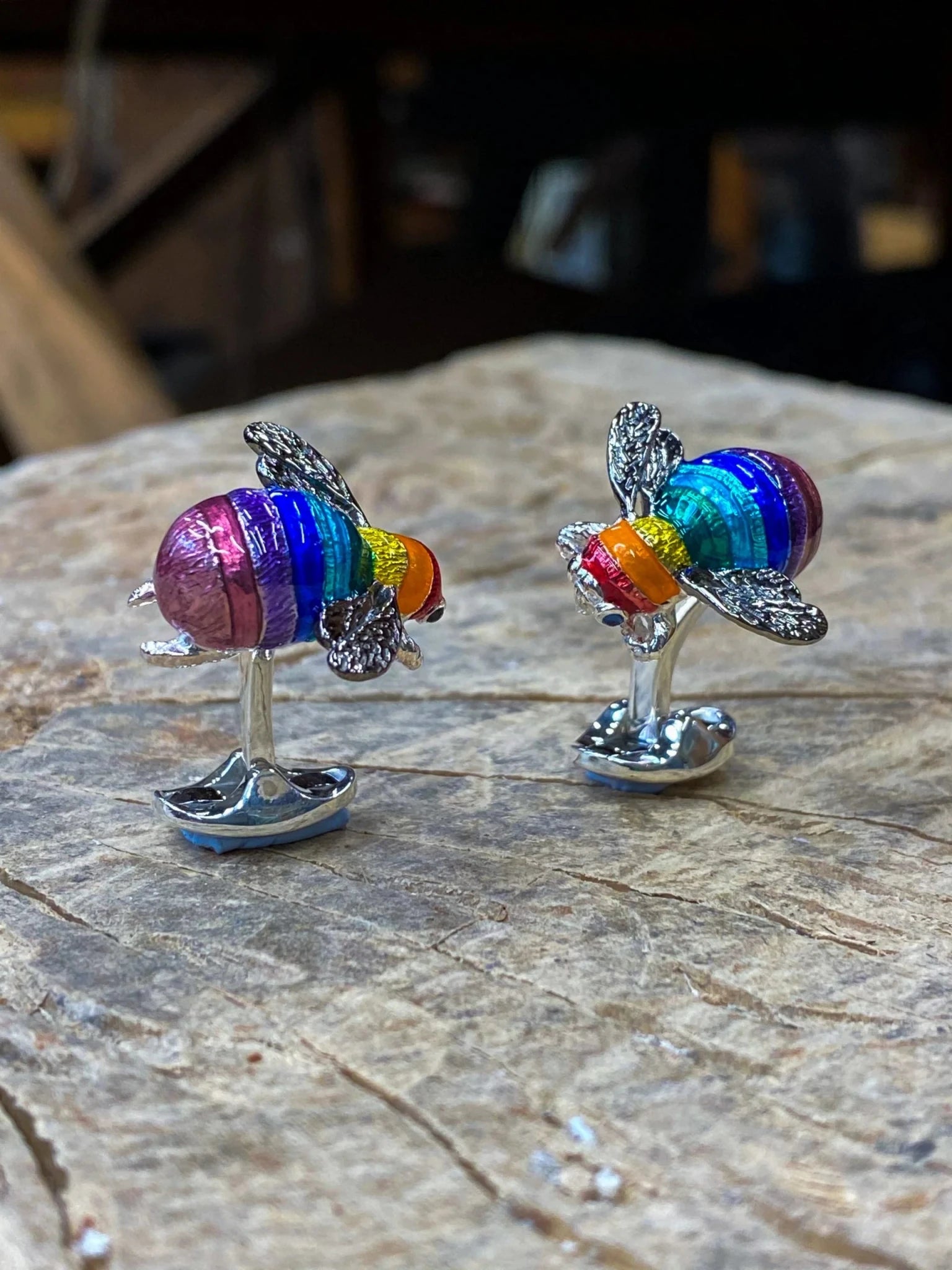 Limited Edition Sterling Silver Rainbow Bumble Bee Cufflinks – Deakin & Francis - EB London