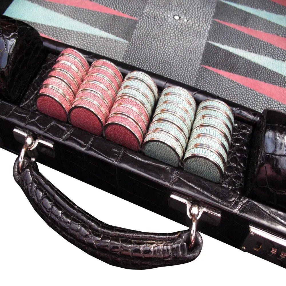 Luxury Backgammon Board Alligator Leather - Geoffery Parker - EB London