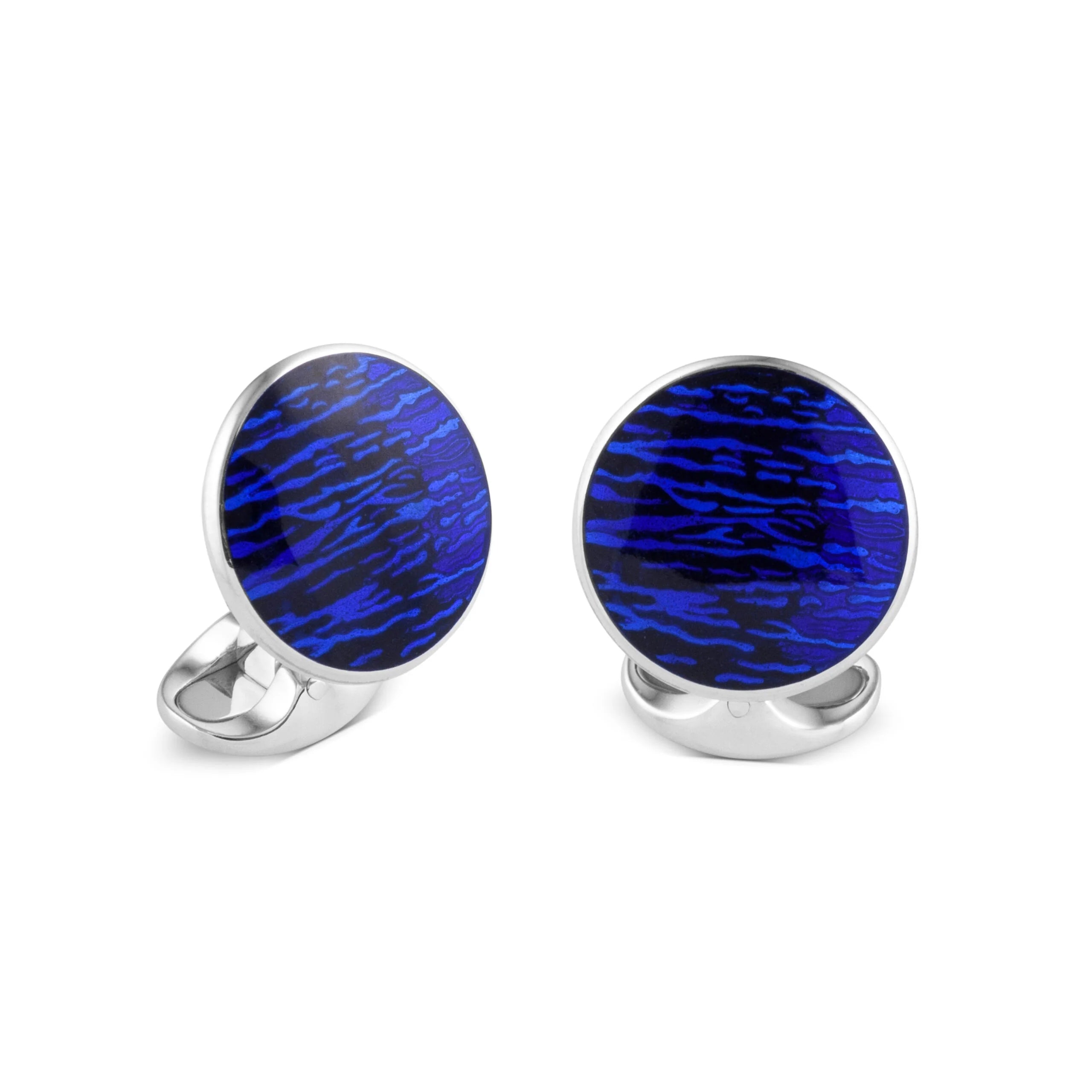 Sterling Silver Deep Blue and Black Enamel Cufflinks - Deakin & Francis | EB London