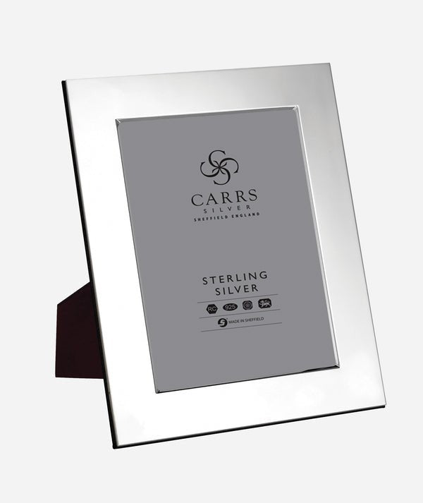 Modern Flat Wide Sterling Silver Photo Frame Wood Back - Carrs Silver - EB London
