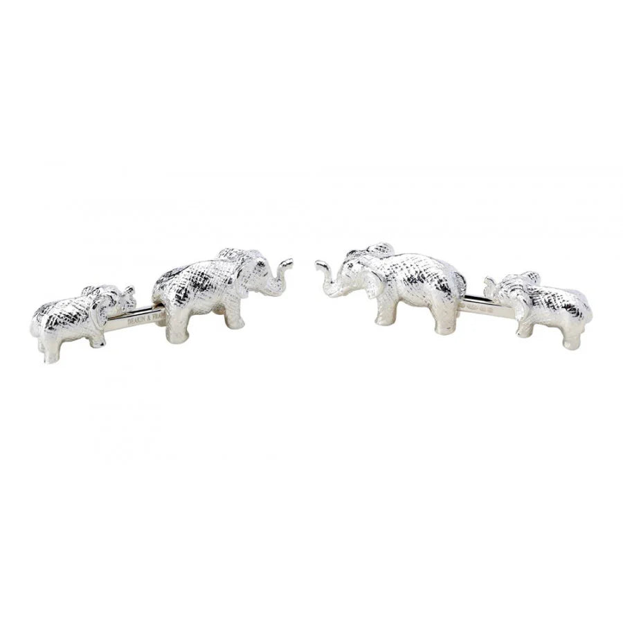 Silver Mother and Baby Elephant Cufflinks - Deakin & Francis | EB London