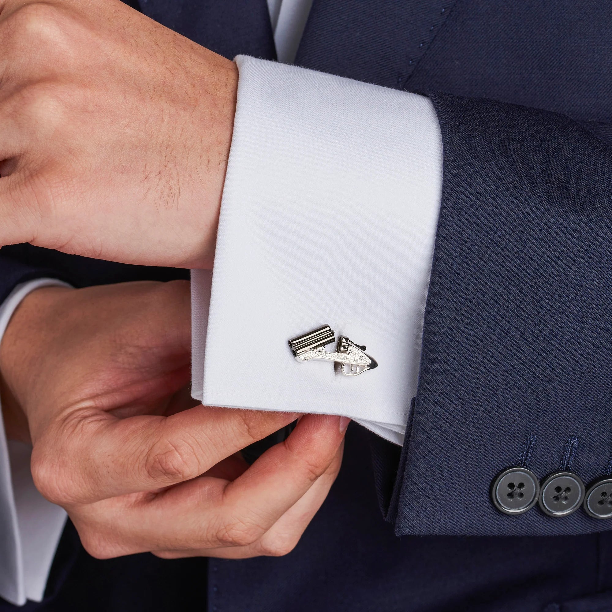 Over & Under Gun Sterling Silver Cufflinks - Deakin & Francis - EB London