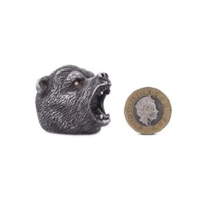 silver brave bear ring with cognac diamond eyes by Deakin & Francis at EB London