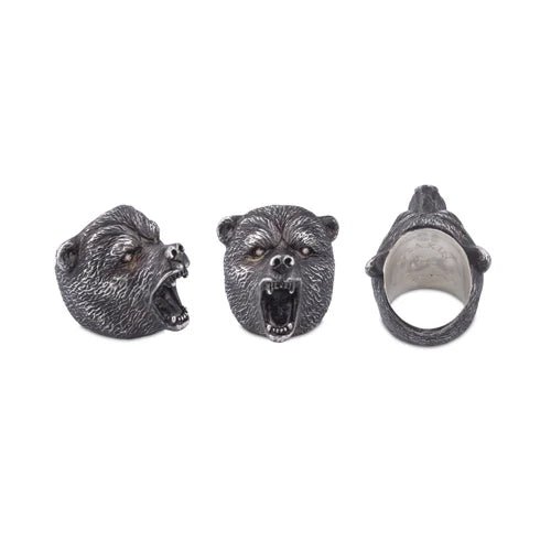 Oxidised Silver Brave Bear Ring – Deakin & Francis - EB London