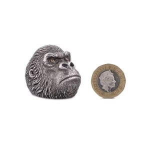 Oxidised sterling silver grumpy gorilla ring cognac diamond eyes by Deakin & Francis at EB London