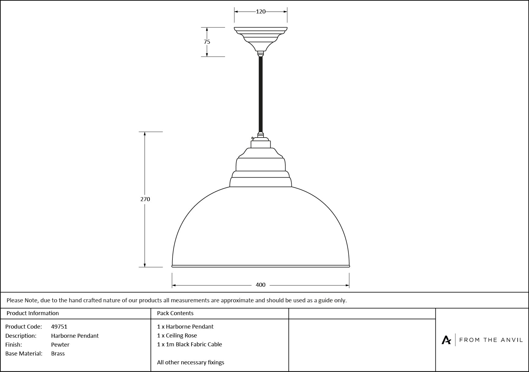 Pewter Harborne Pendant | Pewter - From The Anvil - EB London