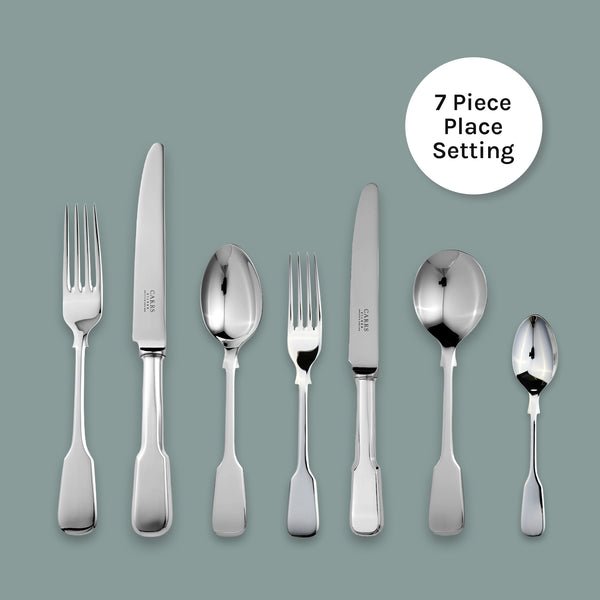 Plain Fiddle Cutlery 7 Piece Place Setting - Carrs Silver - EB London