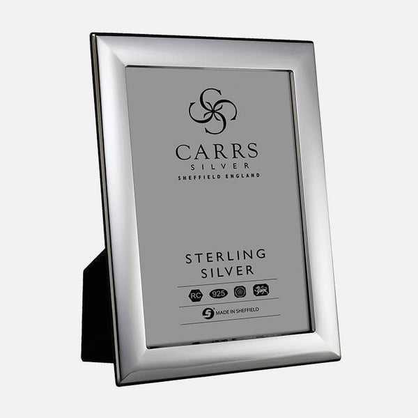 Carrs Silver plain sterling silver photo frame with black wood back, hallmarked, handcrafted in Sheffield, England