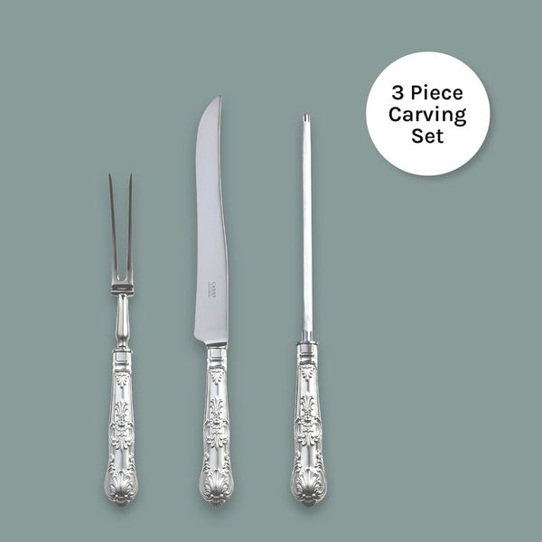 Queens Carving Set - Carrs Silver - EB London