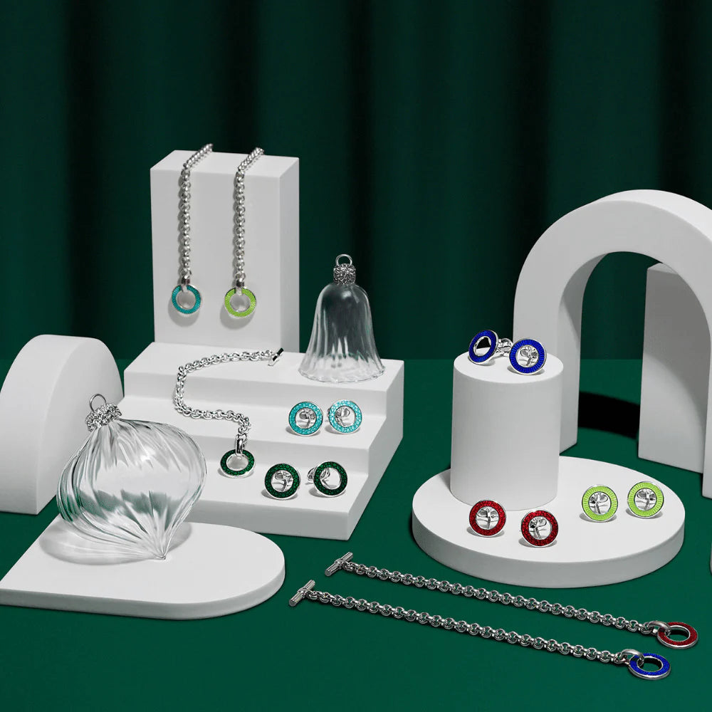 silver vitreous enamel faceted bracelet in red by Deakin & Francis at EB London