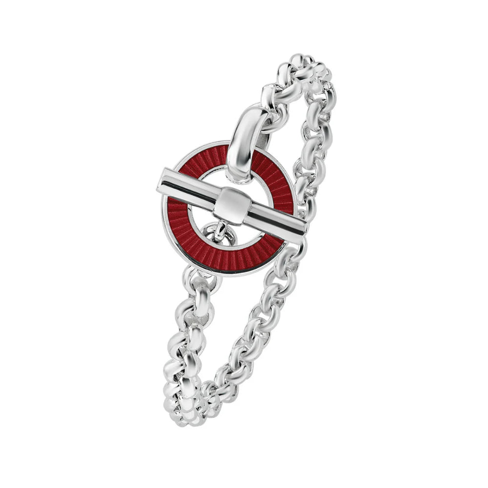 Sterling silver vitreous enamel faceted bracelet in red by Deakin & Francis at EB London