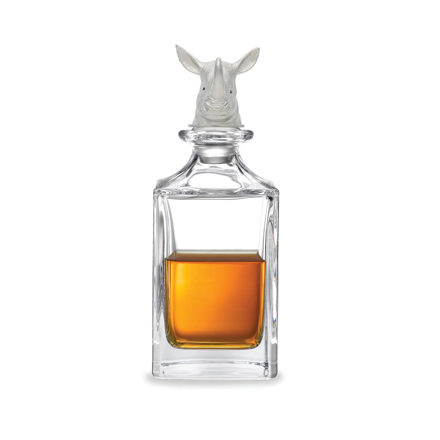 Rhino head crystal decanter with metal-plated stopper by Deakin & Francis at EB London