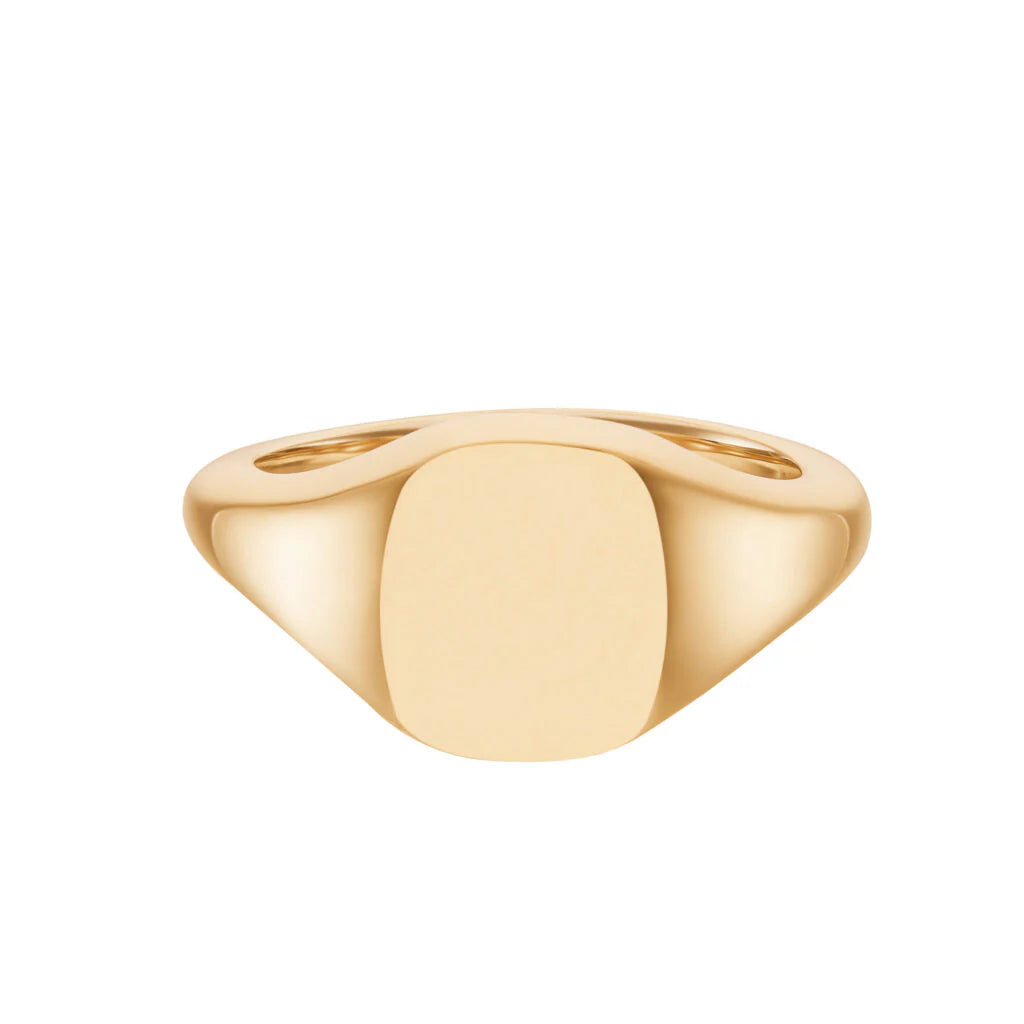 18ct rose gold cushion signet ring 9x11mm by Deakin & Francis at EB London