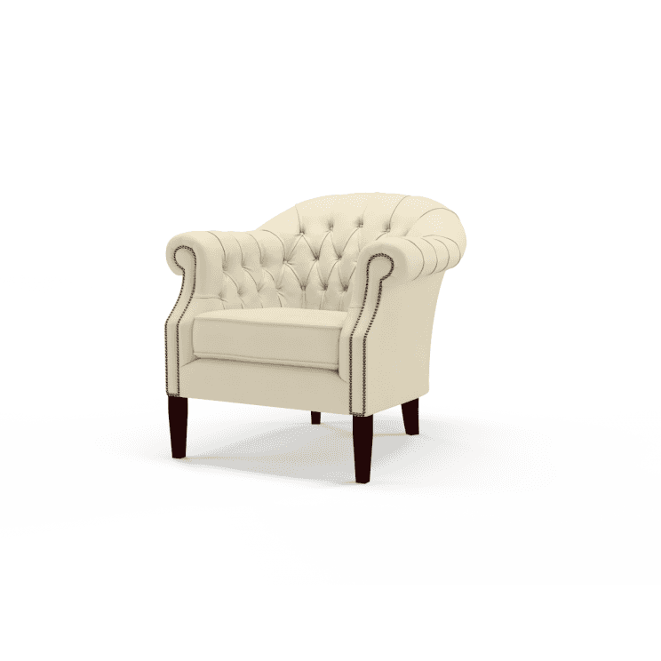 Sofa by Saxon - Bromley Tub Chair - Hand-Burnished Leather - Birch Ivory - EB London