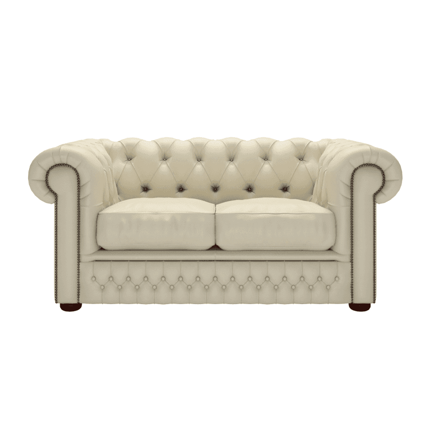 Sofa by Saxon - Knightsbridge 2 Seater Sofa - Hand-Burnished Leather - Birch Ivory - EB London