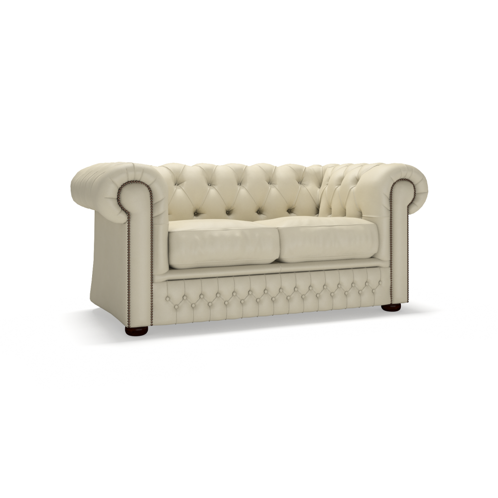 Sofa by Saxon - Knightsbridge 2 Seater Sofa Bed - Hand-Burnished Leather - Birch Ivory - EB London