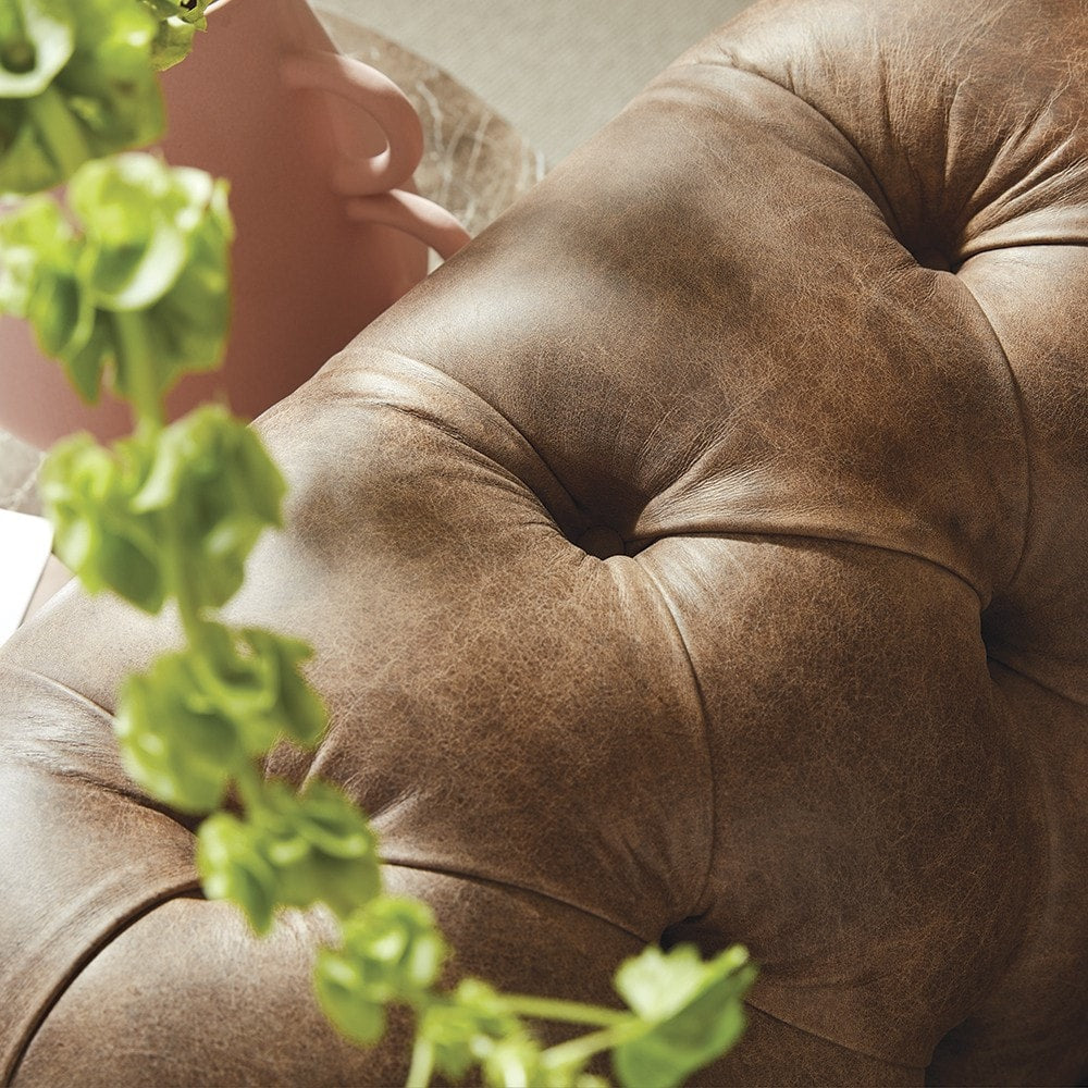 Sofa by Saxon - Knightsbridge Chaise - Hand-Burnished Leather- EB London