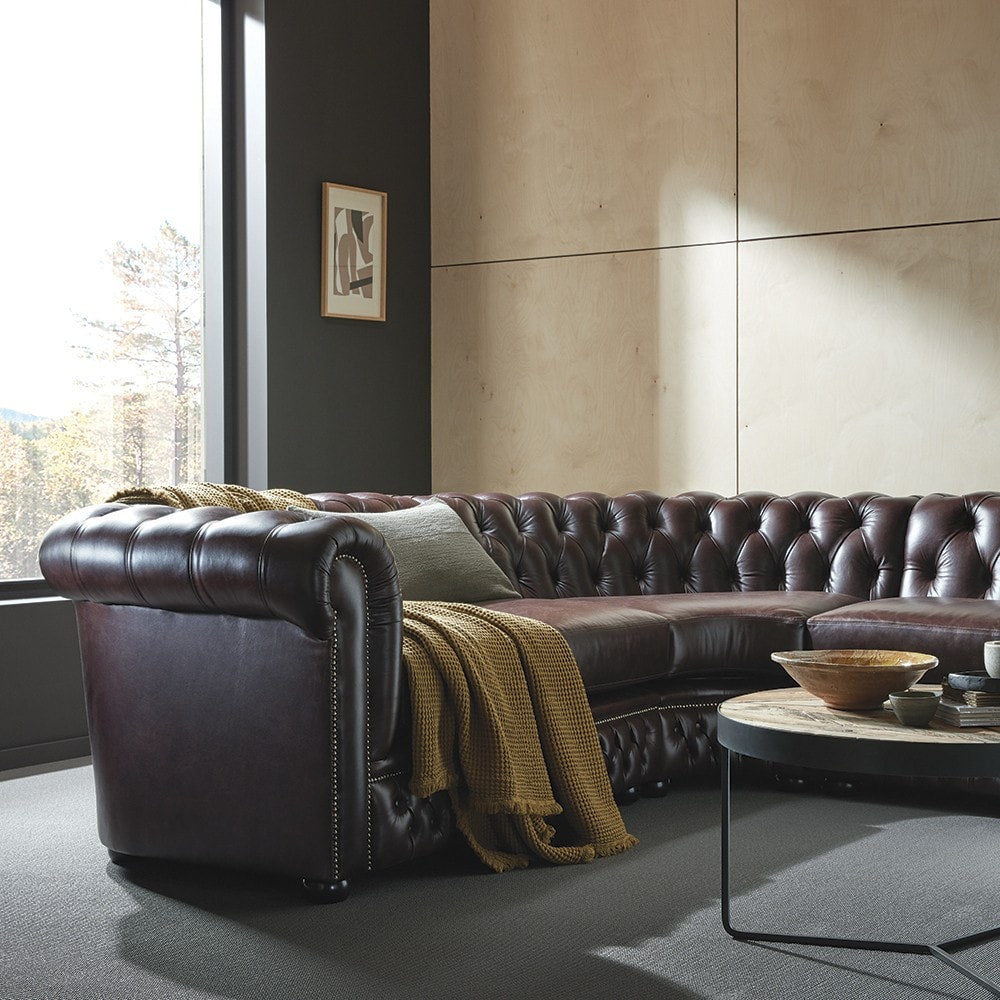 Sofa by Saxon - Knightsbridge Sofa Corner Unit 2X1 - Hand-Burnished Leather - EB London