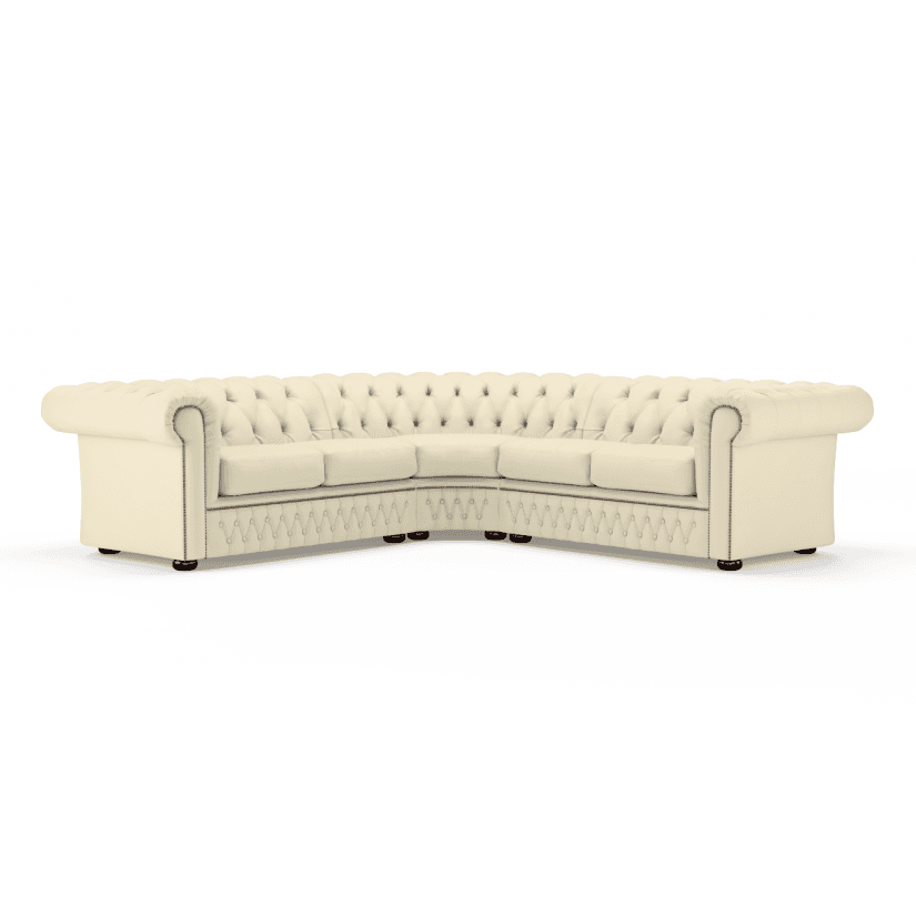 Sofa by Saxon - Knightsbridge Sofa Corner Unit 2X2 - Hand-Burnished Leather - Birch Ivory - EB London