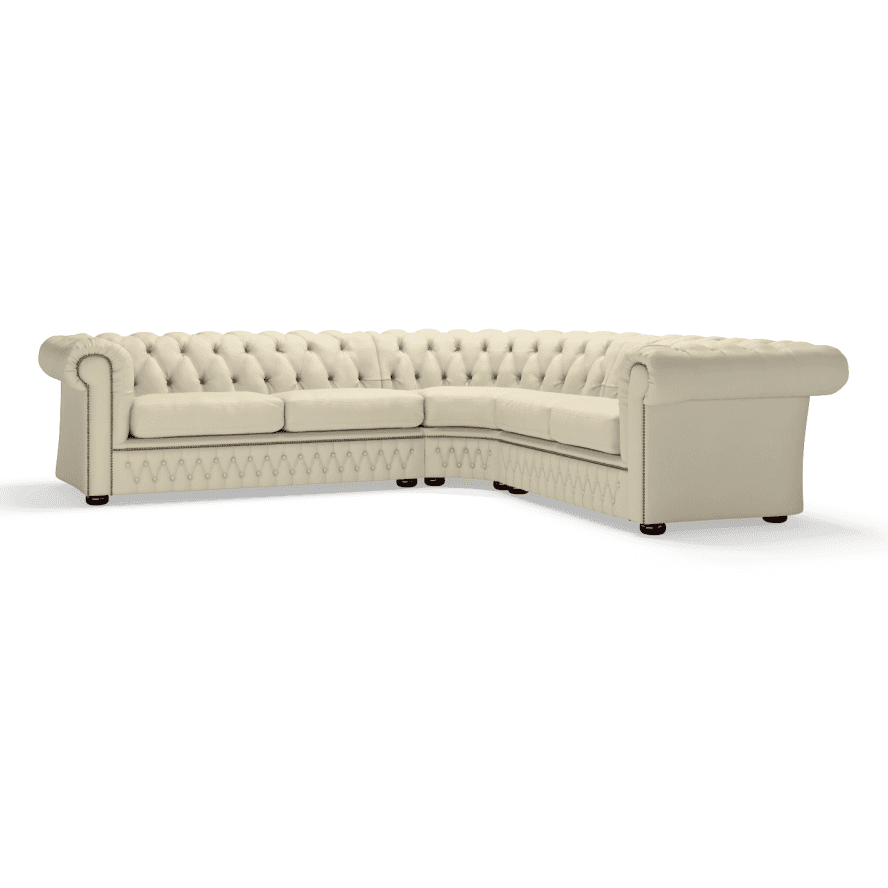Sofa by Saxon - Knightsbridge Sofa Corner Unit 3X2 - Hand-Burnished Leather - Birch Ivory - EB London