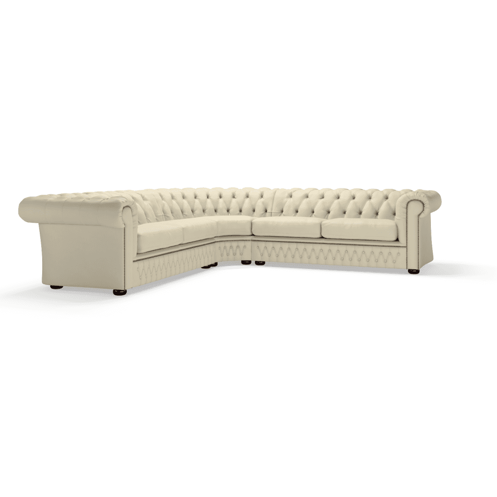 Sofa by Saxon - Knightsbridge Sofa Corner Unit 3X3 - Hand-Burnished Leather - Birch Ivory - EB London