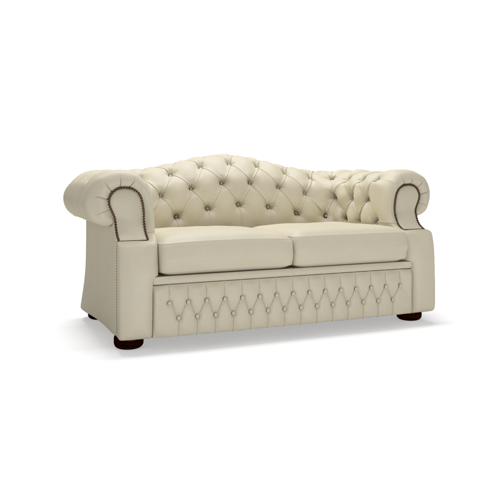 Sofa by Saxon - Oxford 2 Seater Sofa - Hand-Burnished Leather - Birch Ivory - EB London