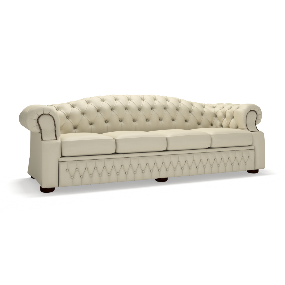 Sofa by Saxon - Oxford 4 Seater Sofa - Hand-Burnished Leather - Birch Ivory - EB London