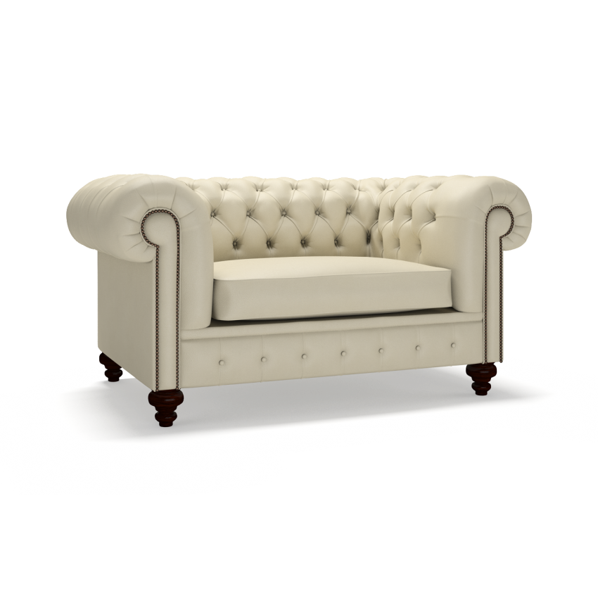 Sofa by Saxon - Regent 1.5 Seater Sofa - Hand-Burnished Leather - Birch Ivory - EB London