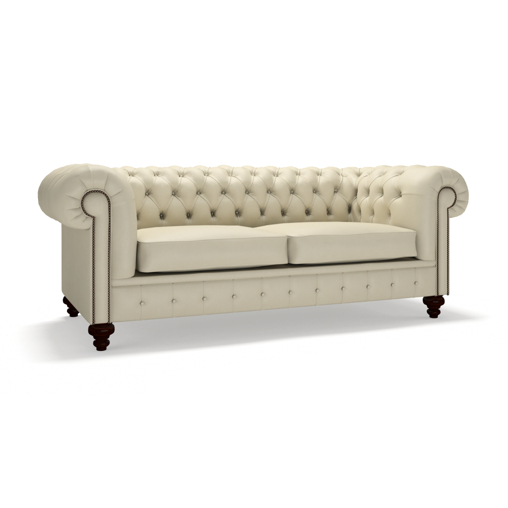 Sofa by Saxon - Regent 3 Seater Sofa - Hand-Burnished Leather - Birch Ivory - EB London