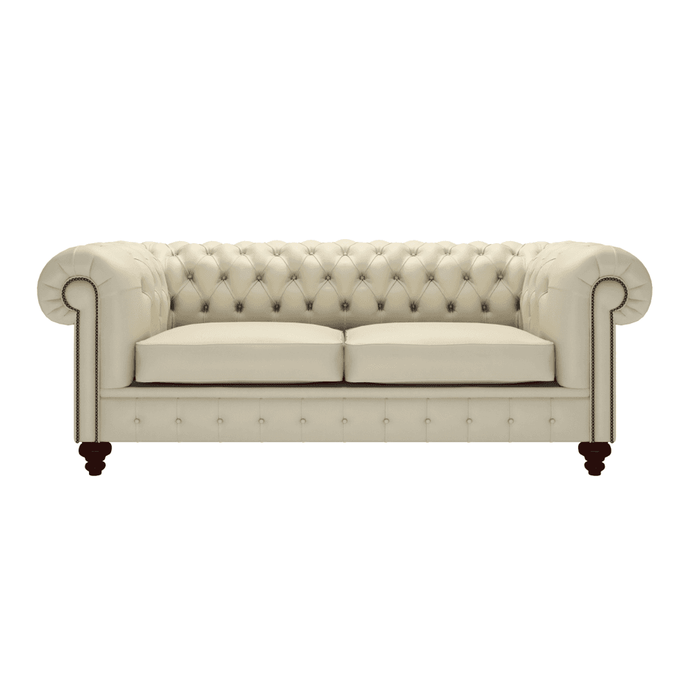 Sofa by Saxon - Regent 3 Seater Sofa - Hand-Burnished Leather - Birch Ivory - EB London