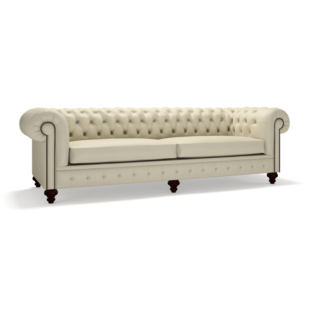 Sofa by Saxon - Regent 4 Seater Sofa - Hand-Burnished Leather - Birch Ivory - EB London