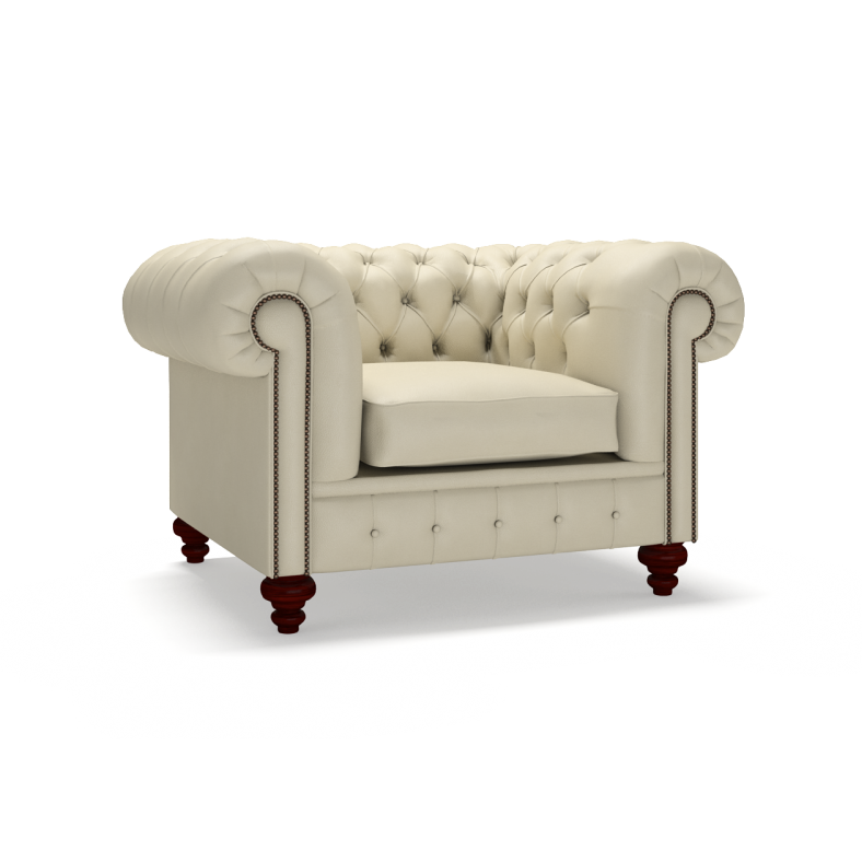 Sofa by Saxon - Regent Chair - Hand-Burnished Leather - Birch Ivory - EB London