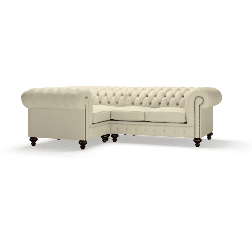 Sofa by Saxon - Regent Sofa Corner Unit 1X2 - Hand-Burnished Leather - Birch Ivory - EB London