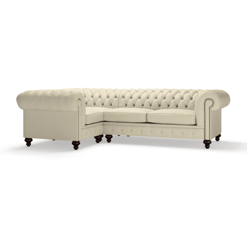 Sofa by Saxon - Regent Sofa Corner Unit 1X3 - Hand-Burnished Leather - Birch Ivory - EB London