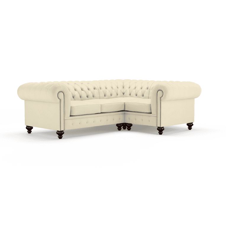 Sofa by Saxon - Regent Sofa Corner Unit 2X1 - Hand-Burnished Leather - Birch Ivory - EB London