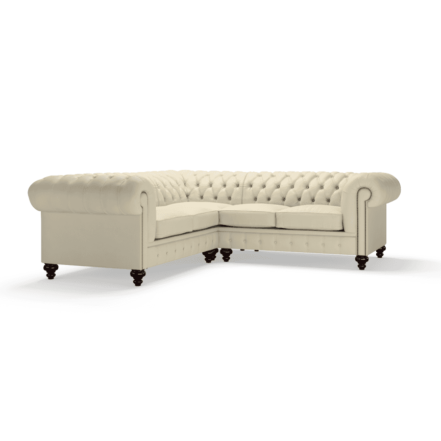 Sofa by Saxon - Regent Sofa Corner Unit 2X2 - Hand-Burnished Leather - Birch Ivory - EB London