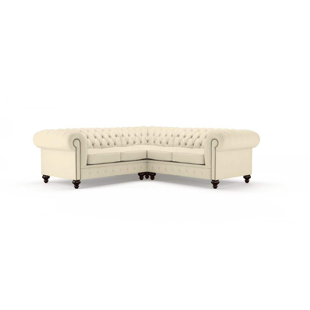 Sofa by Saxon - Regent Sofa Corner Unit 2X2 - Hand-Burnished Leather - Birch Ivory - EB London