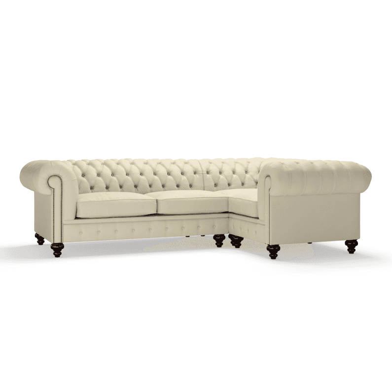 Sofa by Saxon - Regent Sofa Corner Unit 3X1 - Hand-Burnished Leather - Birch Ivory - EB London