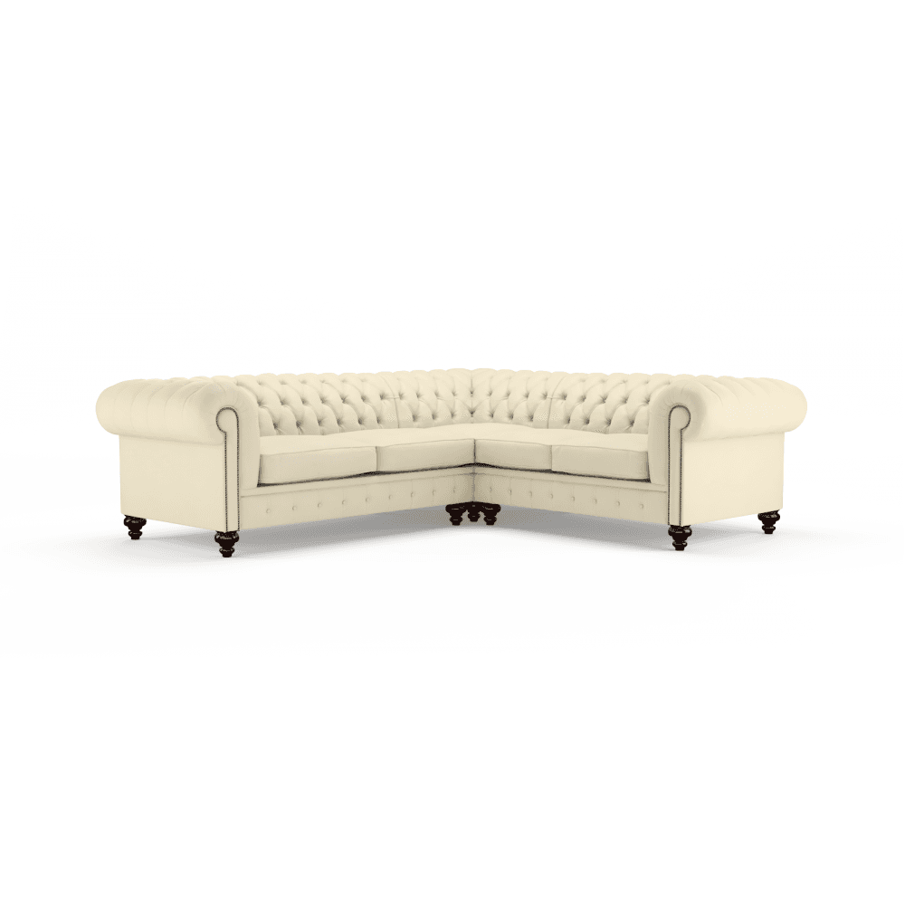 Sofa by Saxon - Regent Sofa Corner Unit 3X2 - Hand-Burnished Leather - Birch Ivory - EB London