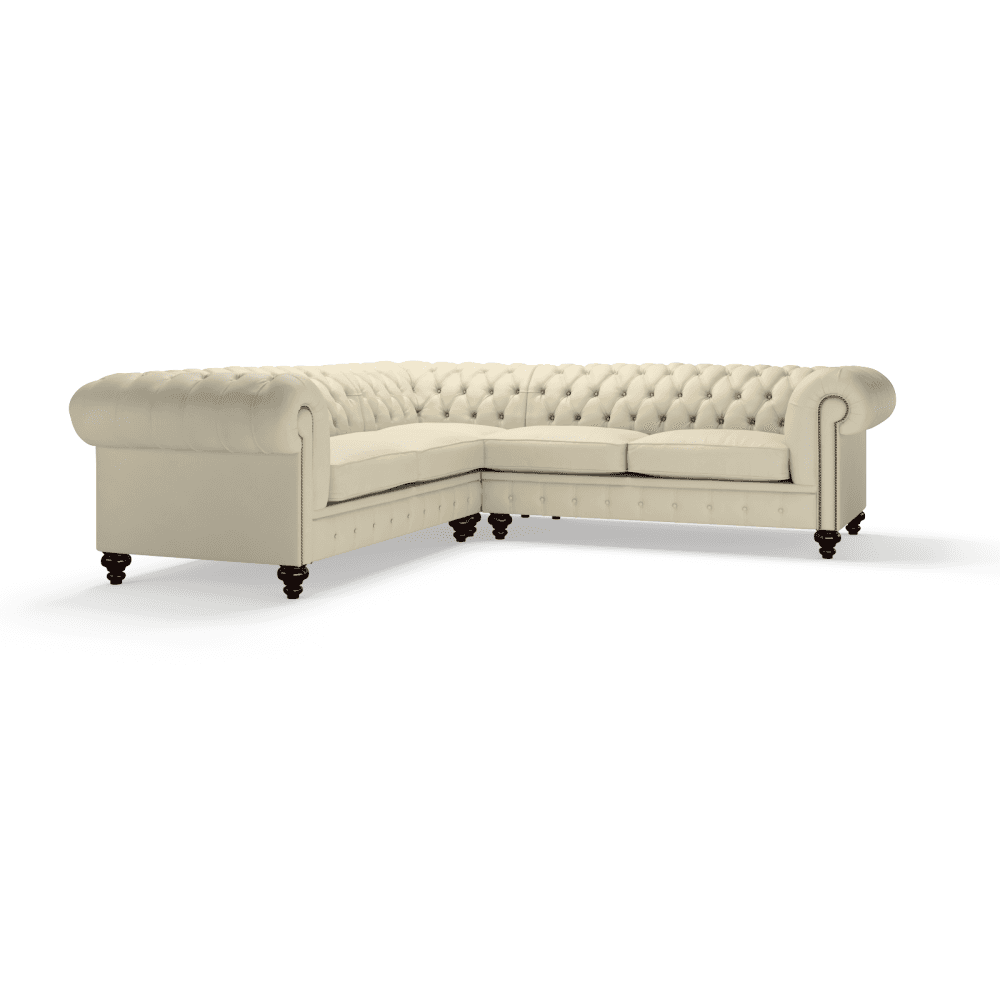 Sofa by Saxon - Regent Sofa Corner Unit 3X3 - Hand-Burnished Leather - Birch Ivory - EB London