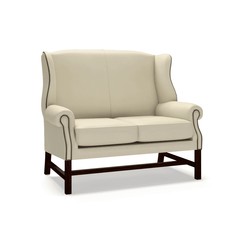 Sofa by Saxon - Richmond 2 Seater Sofa - Hand-Burnished Leather - Birch Ivory - EB London