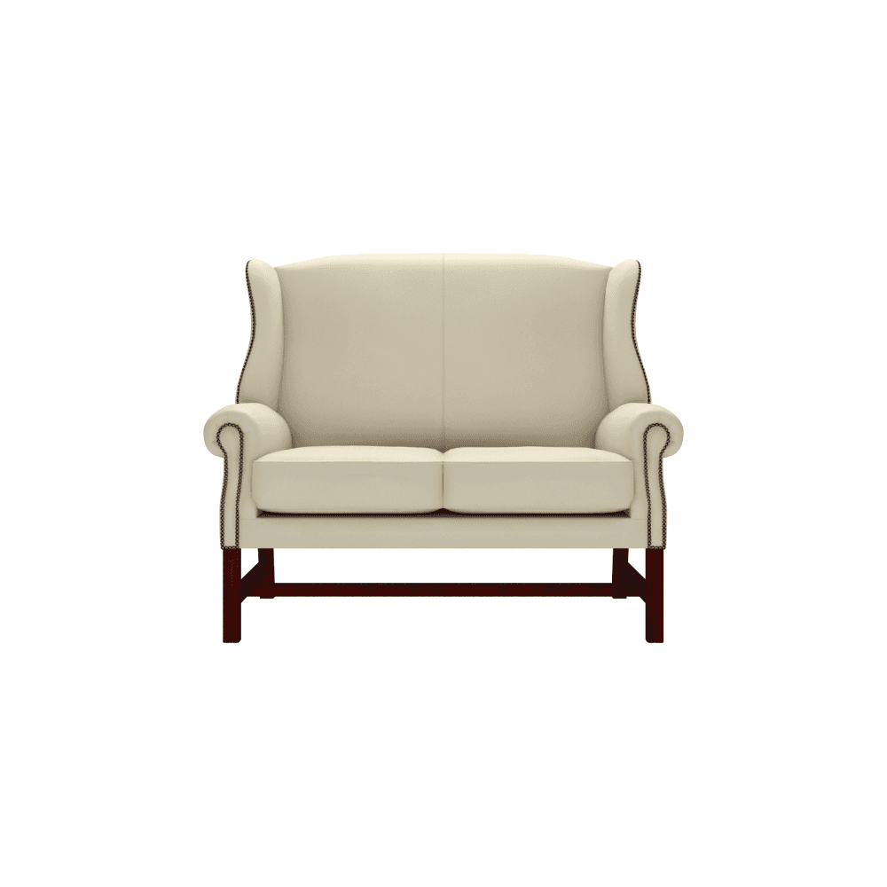 Sofa by Saxon - Richmond 2 Seater Sofa - Hand-Burnished Leather - Birch Ivory - EB London