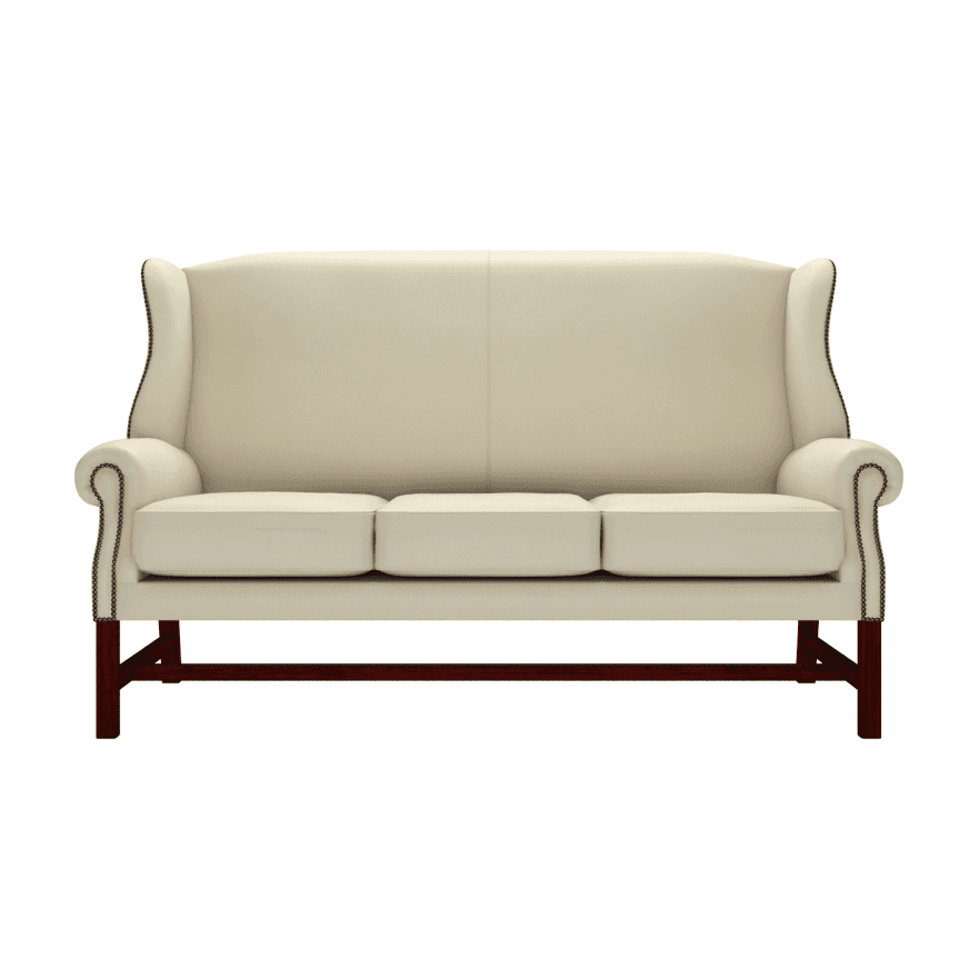 Sofa by Saxon - Richmond 3 Seater Sofa - Hand-Burnished Leather - Birch Ivory - EB London