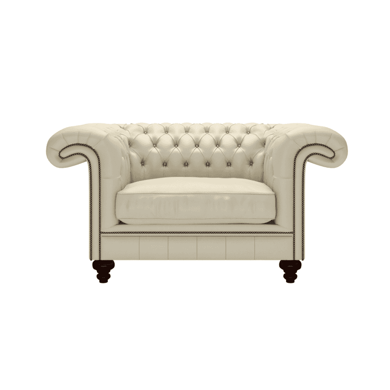 Sofa by Saxon - Heritage Chesterfield Rochester 1.5 Seater Sofa - Handcrafted Leather – Birch Ivory - EB London
